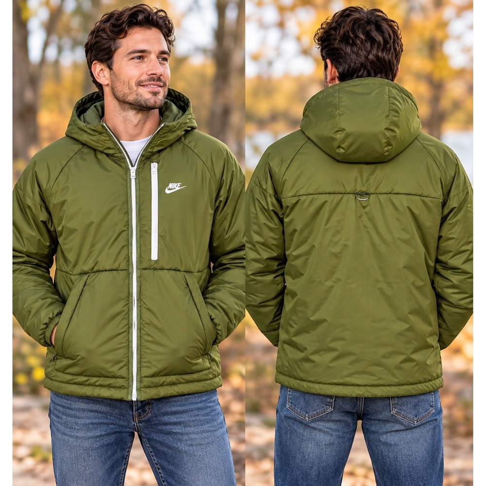 Nike Sportswear Therma-FIT Legacy Hooded Jacket in Olive Green Men's Large